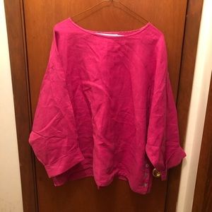 Bryn Walker fushia pink linen top